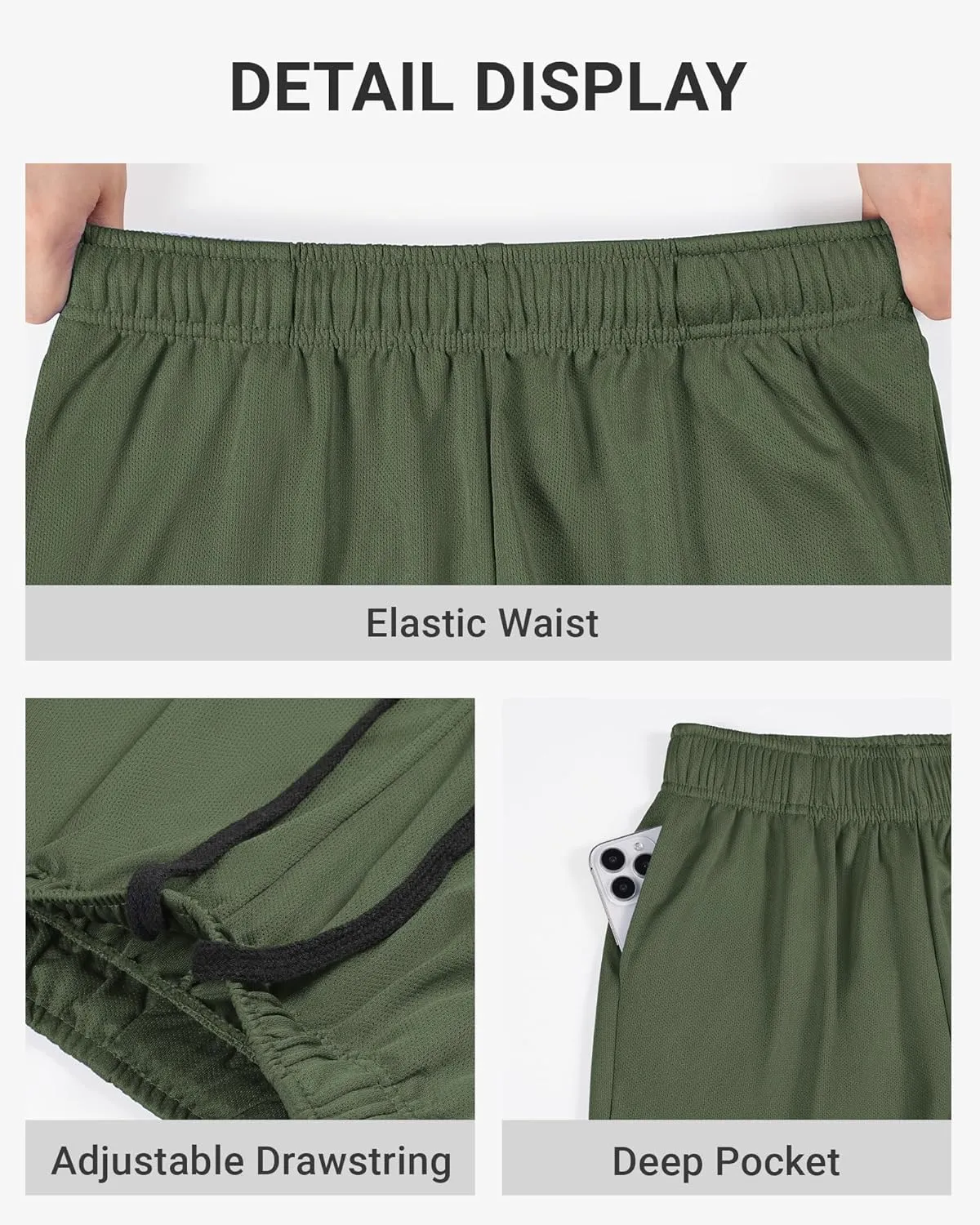 5 Pack Boys Basketball Shorts Kids Youth Athletic Short Boy Quick Dry Sport Clothes with Pockets Size 7-14 Years