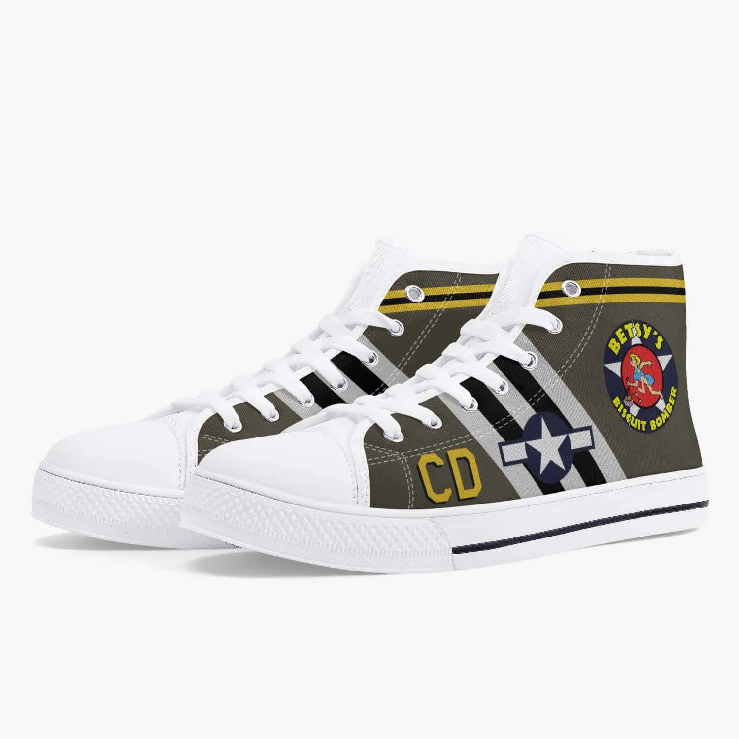 C-47 "Betsy's Biscuit Bomber" High Top Canvas Shoes
