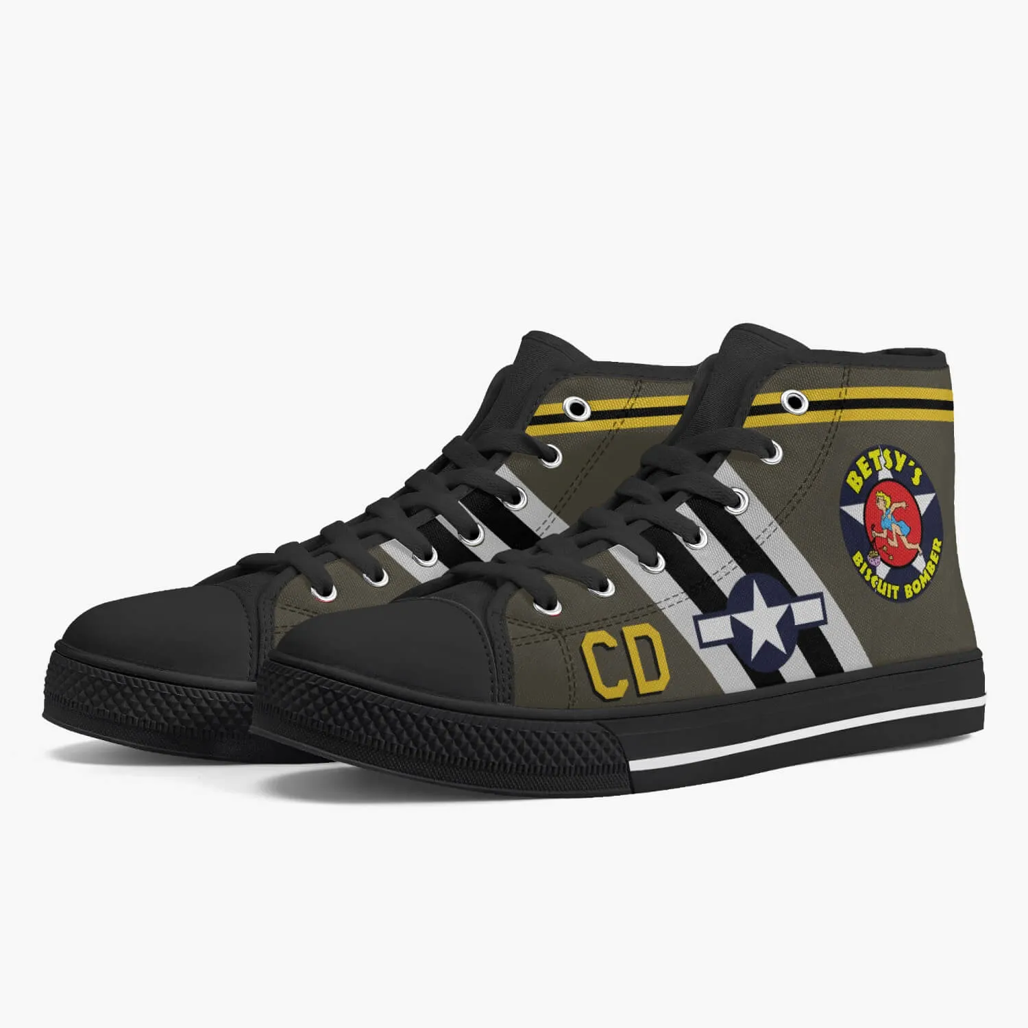 C-47 "Betsy's Biscuit Bomber" High Top Canvas Shoes