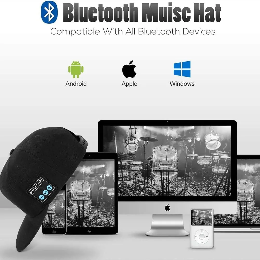 EDYELL 2 Pack Bluetooth Speaker Hats Adjustable Music Hats Bluetooth Cap for Outdoor Sports Baseball Cap for Men Women Gifts