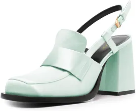 FOWT Women Platform Square Toe Loafers Chunky High Heel Slingback Pumps Slip on Daily Street Shoes Size 4-16 US