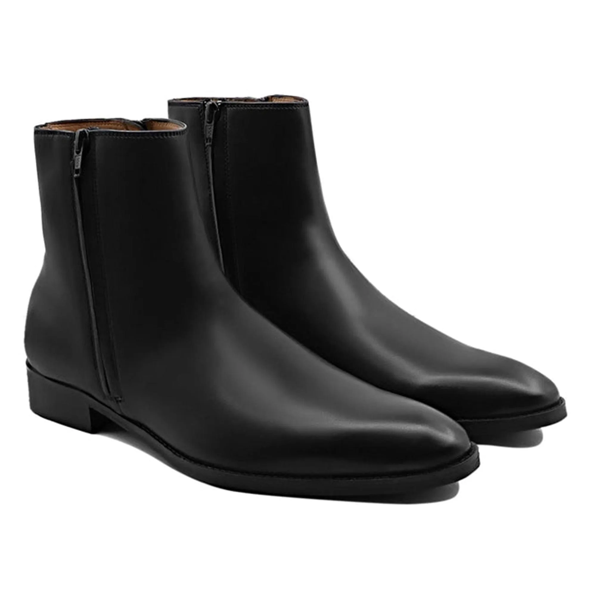 Handmade Customisable Calf Leather Black Chelsea Boots For Men