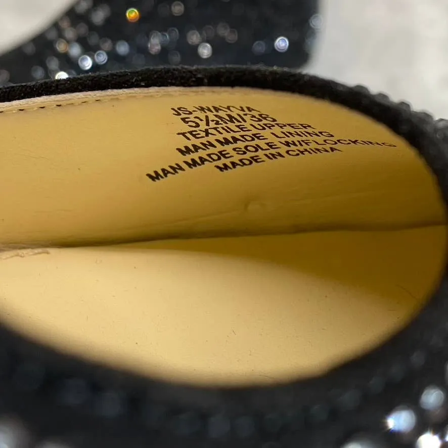 JESSICA SIMPSON Women's Black Wayva Rhinestone Pointed-Toe Pumps SZ 5.5