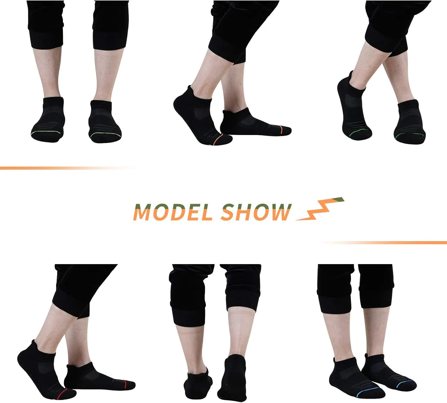 JOYN??E Mens Ankle Athletic Low Cut Socks Running Sports Cushioned Sock for Men 6 Pack