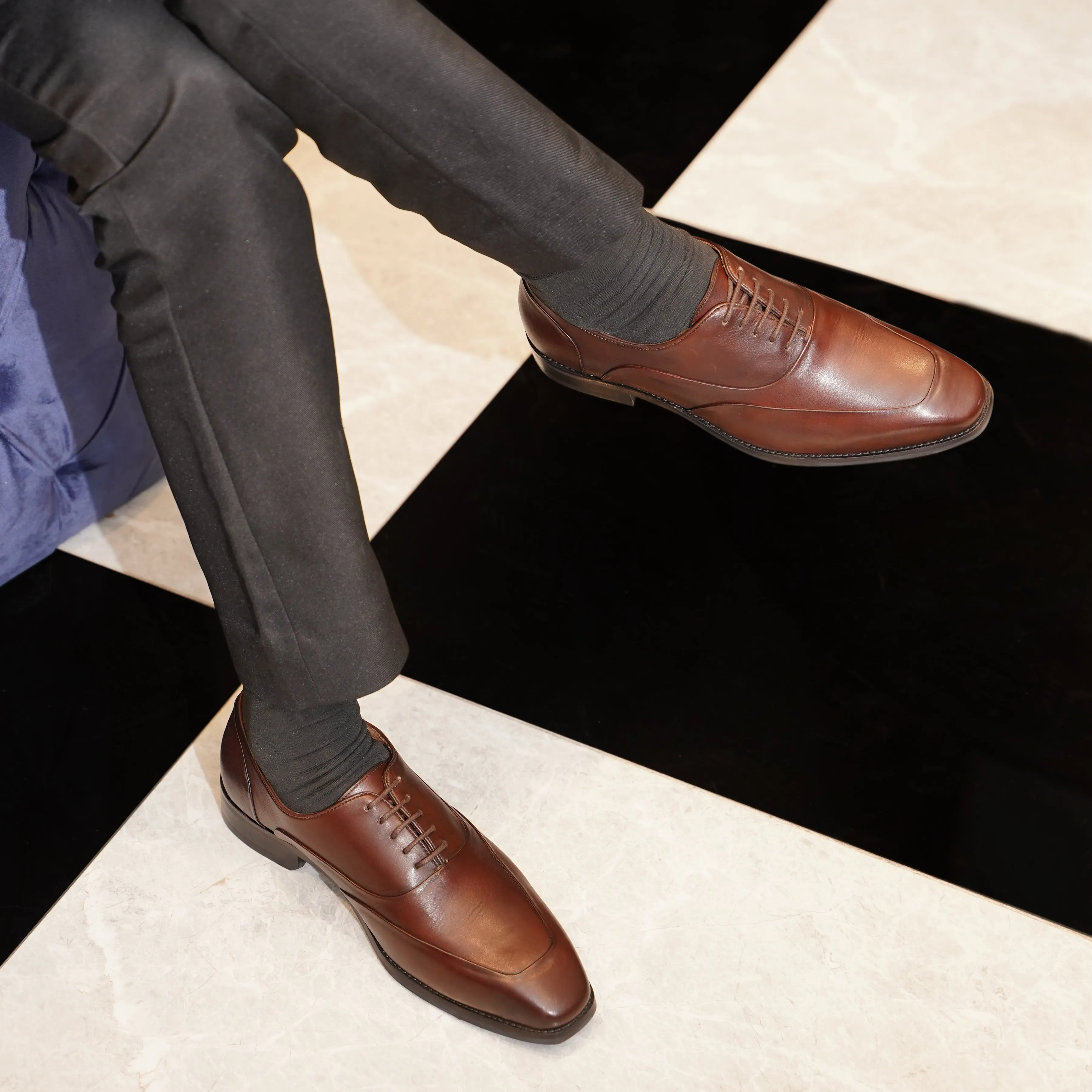 Kabe - Men's Brown Calf Leather Oxford Shoe