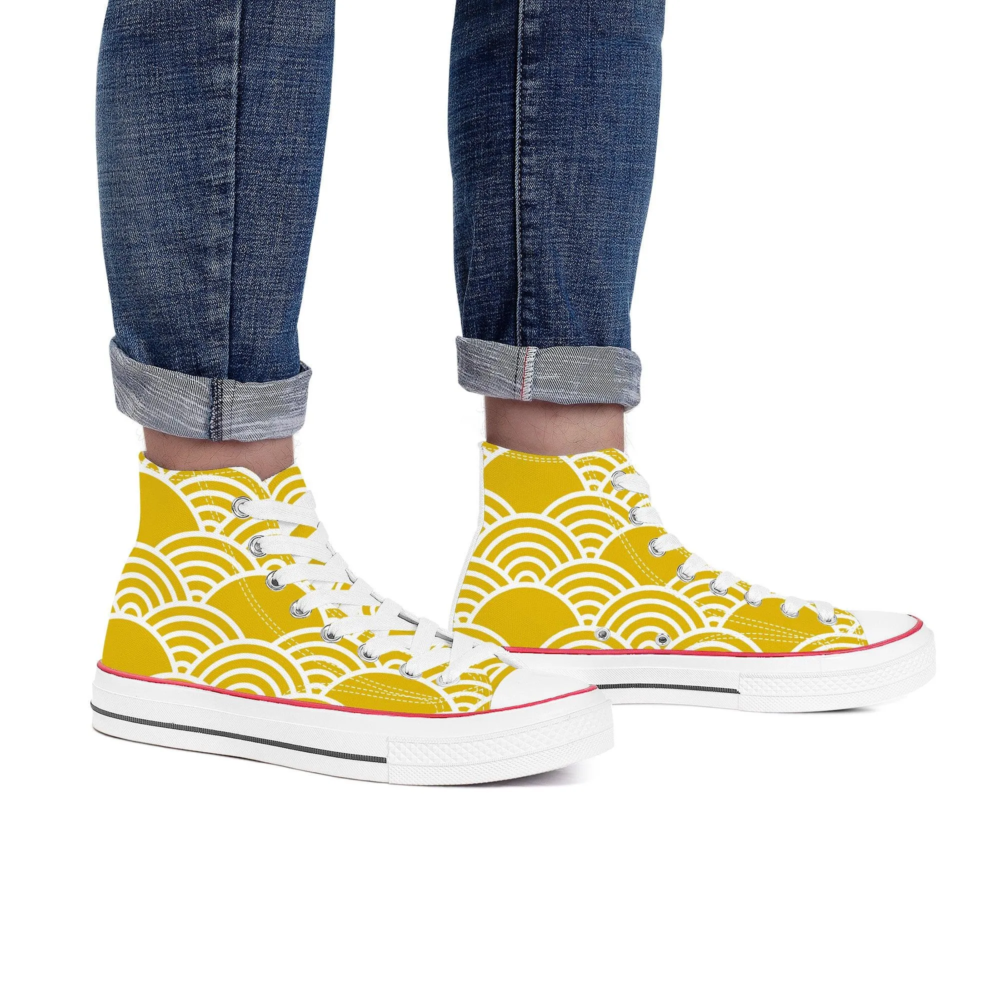 Kiiro 黄色 -  Yellow High Top Canvas Shoes