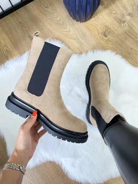 Landry Faux Suede Chelsea Calf  Boot