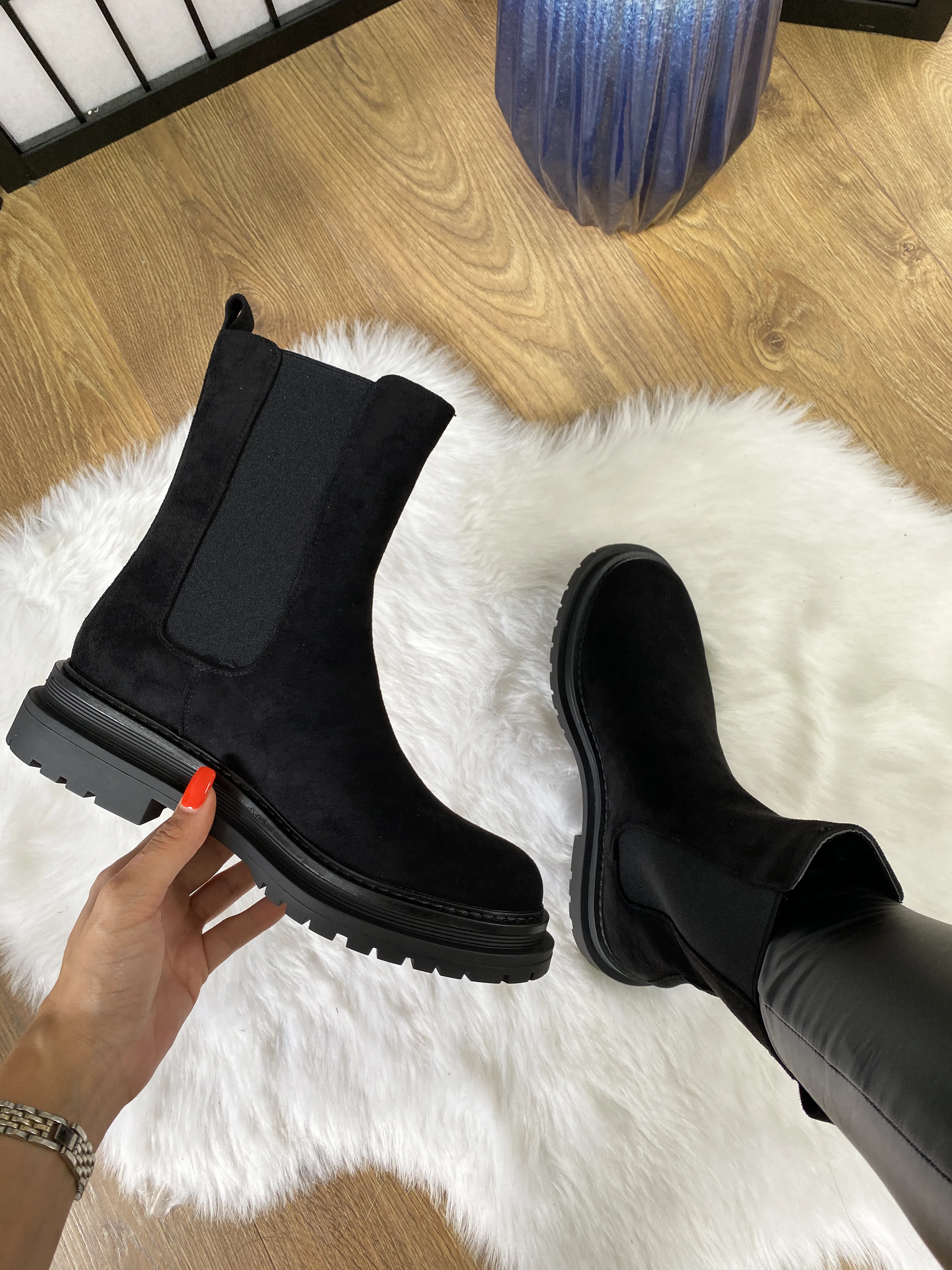 Landry Faux Suede Chelsea Calf  Boot