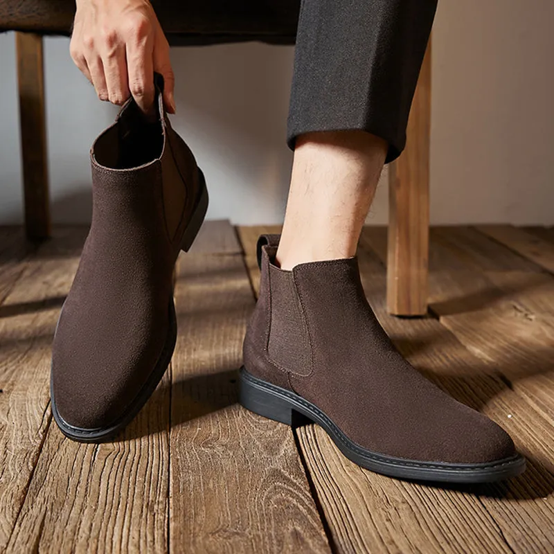 Mens suede chelsea boots England style slip on ankle boots