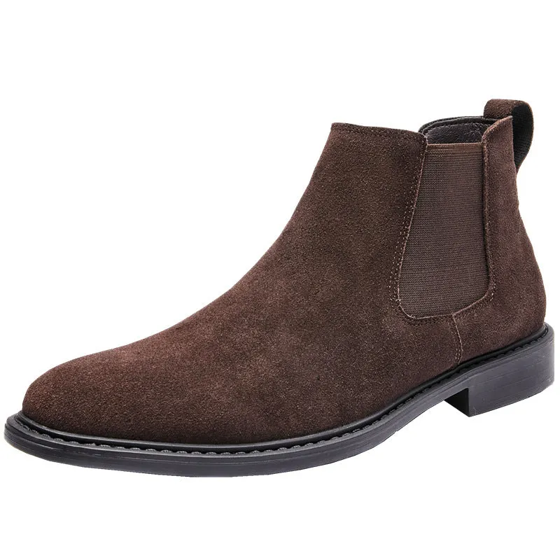 Mens suede chelsea boots England style slip on ankle boots