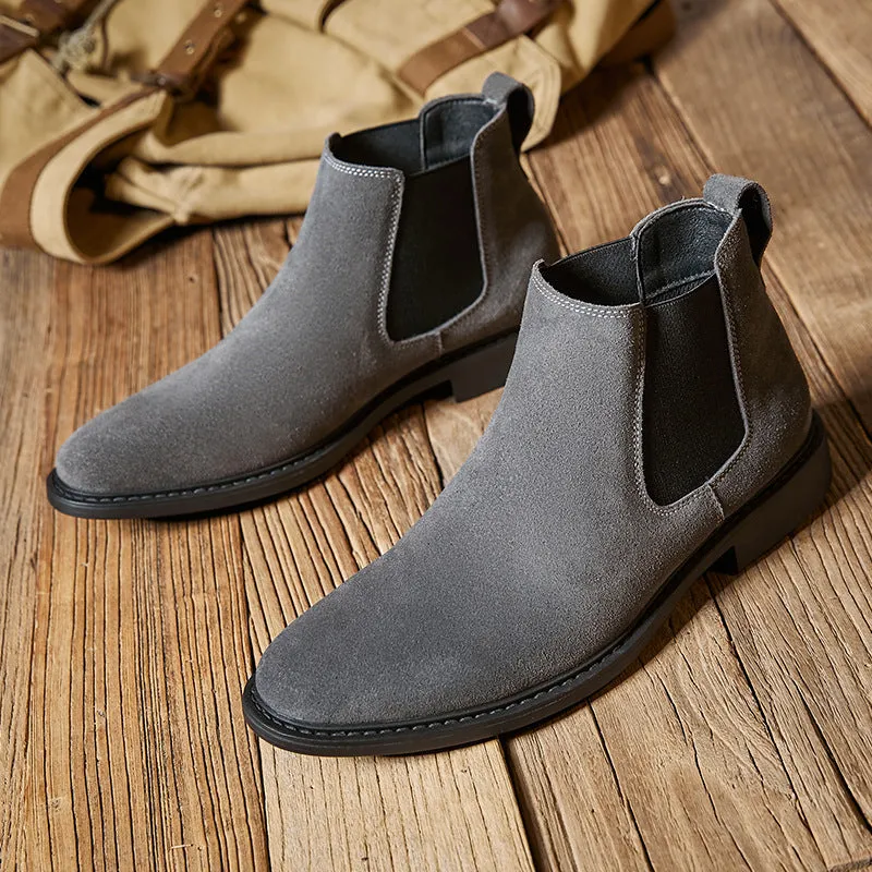 Mens suede chelsea boots England style slip on ankle boots
