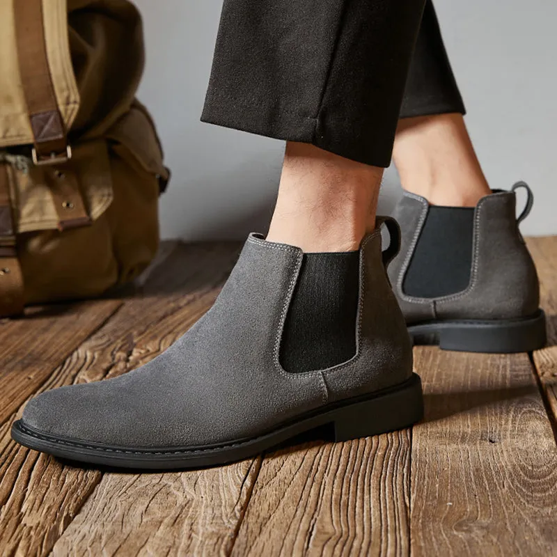 Mens suede chelsea boots England style slip on ankle boots