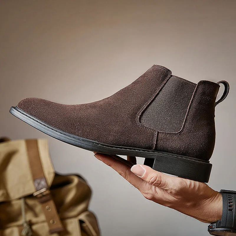 Mens suede chelsea boots England style slip on ankle boots