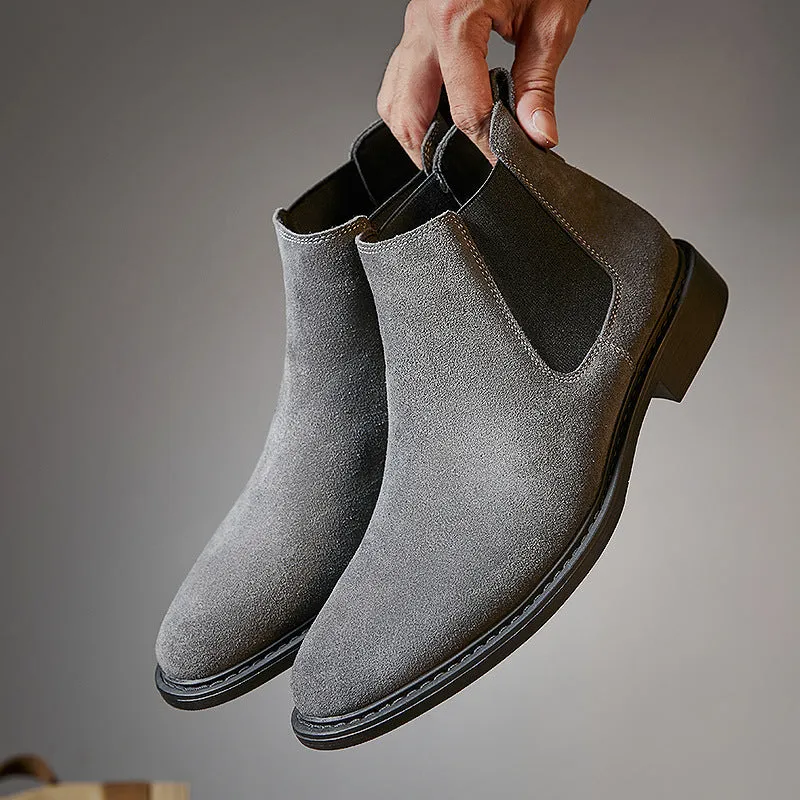 Mens suede chelsea boots England style slip on ankle boots