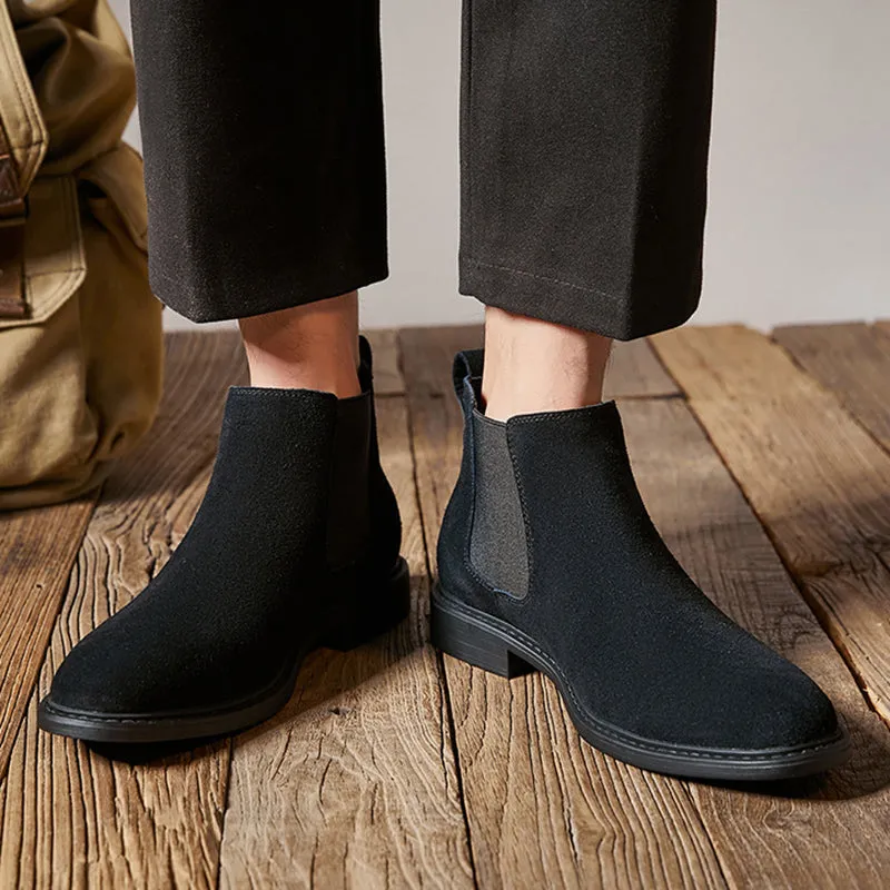 Mens suede chelsea boots England style slip on ankle boots