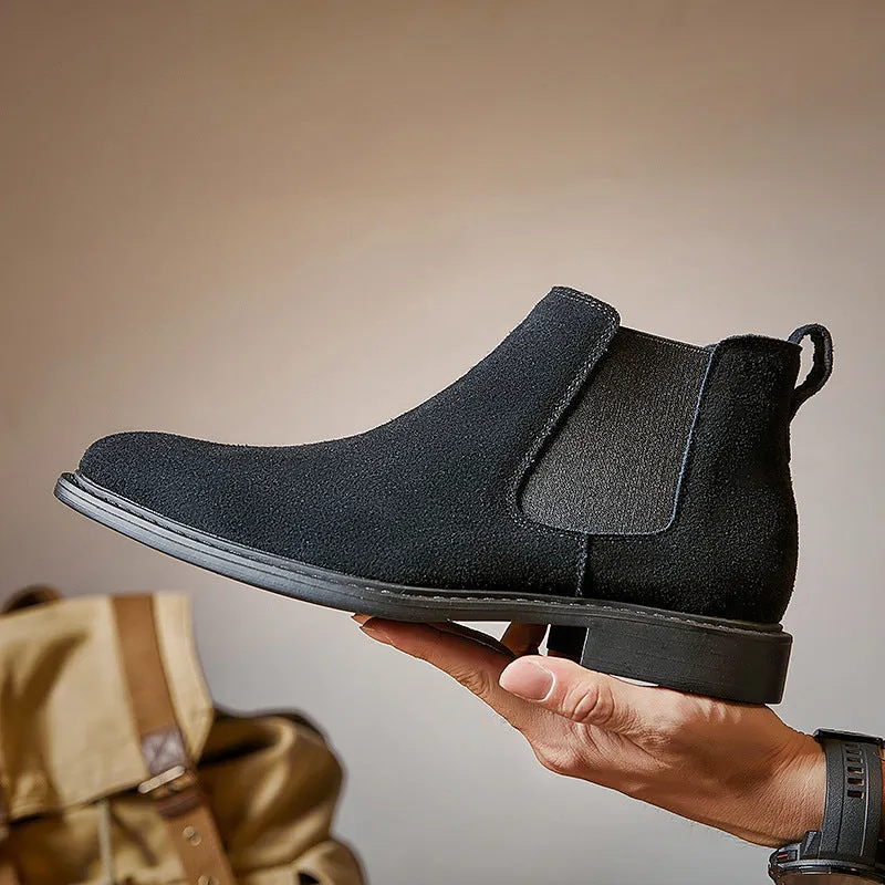 Mens suede chelsea boots England style slip on ankle boots