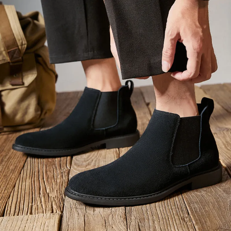 Mens suede chelsea boots England style slip on ankle boots