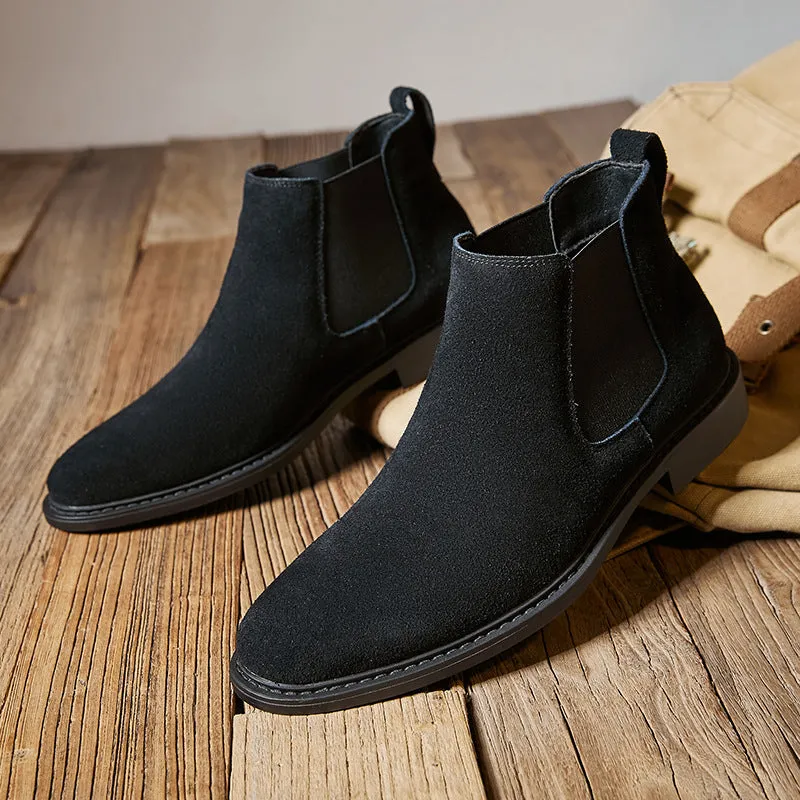 Mens suede chelsea boots England style slip on ankle boots