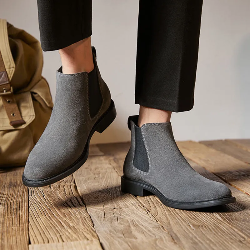 Mens suede chelsea boots England style slip on ankle boots