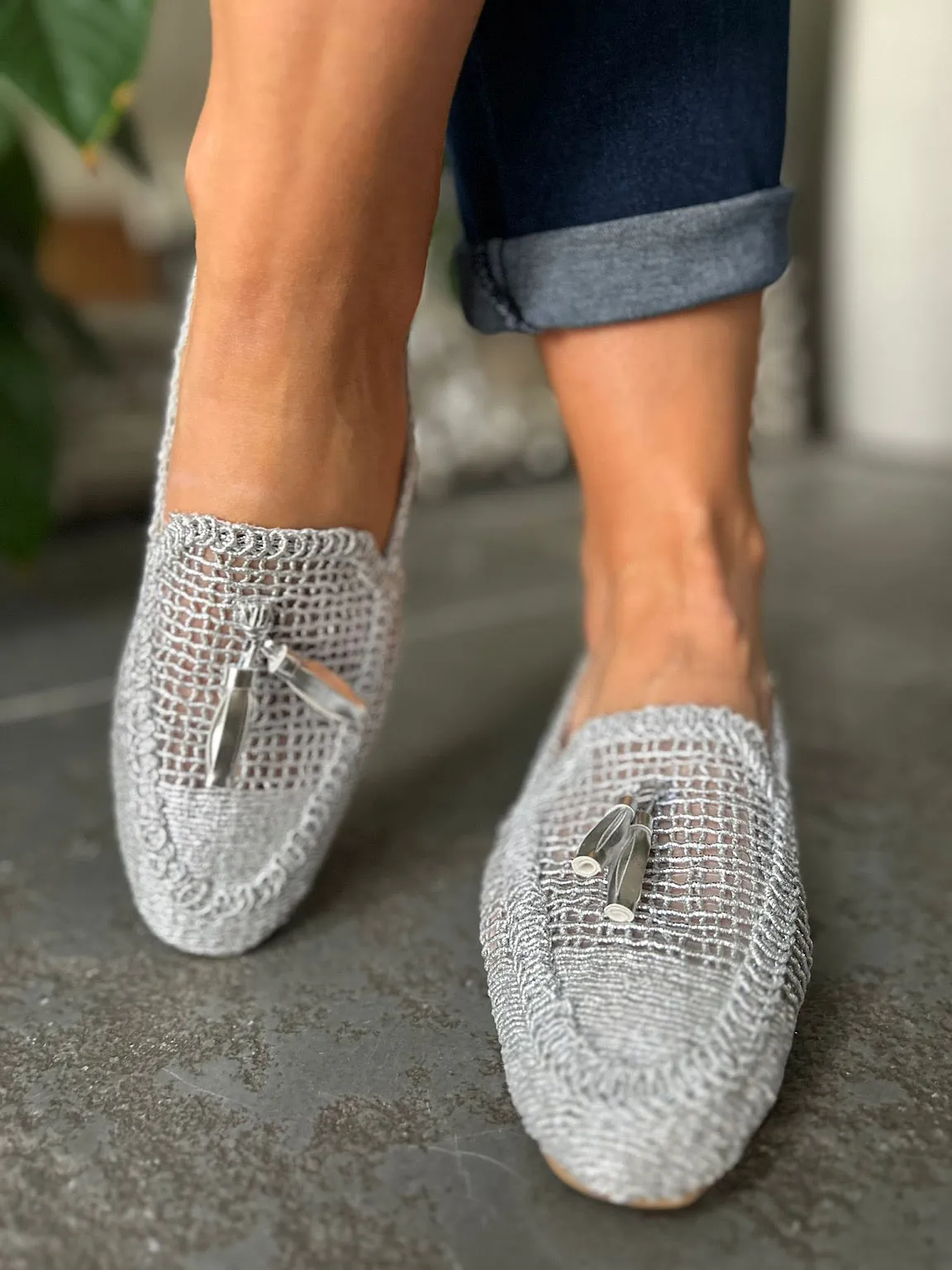 Silver Tassel Weave Loafer