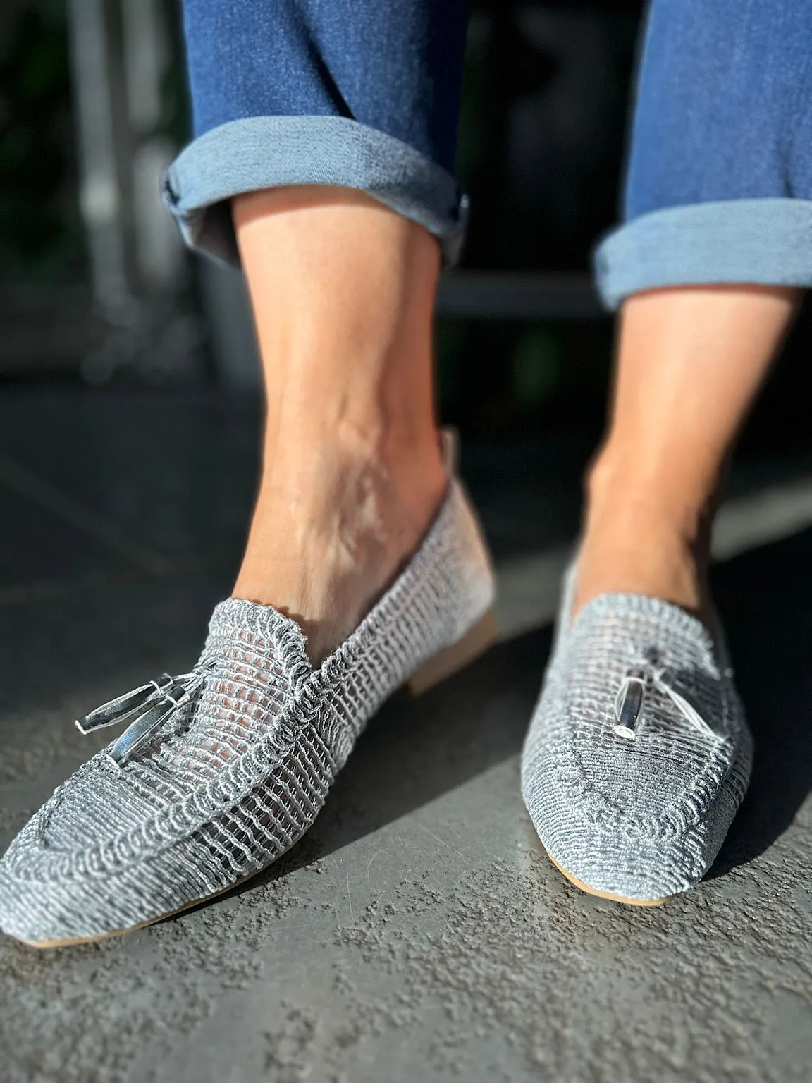 Silver Tassel Weave Loafer