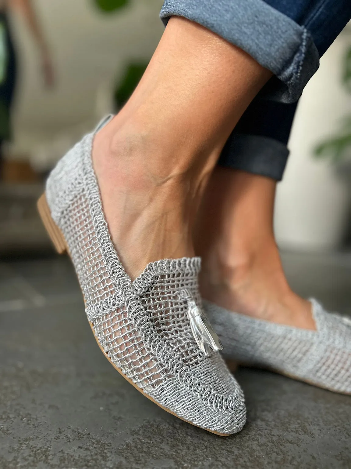 Silver Tassel Weave Loafer