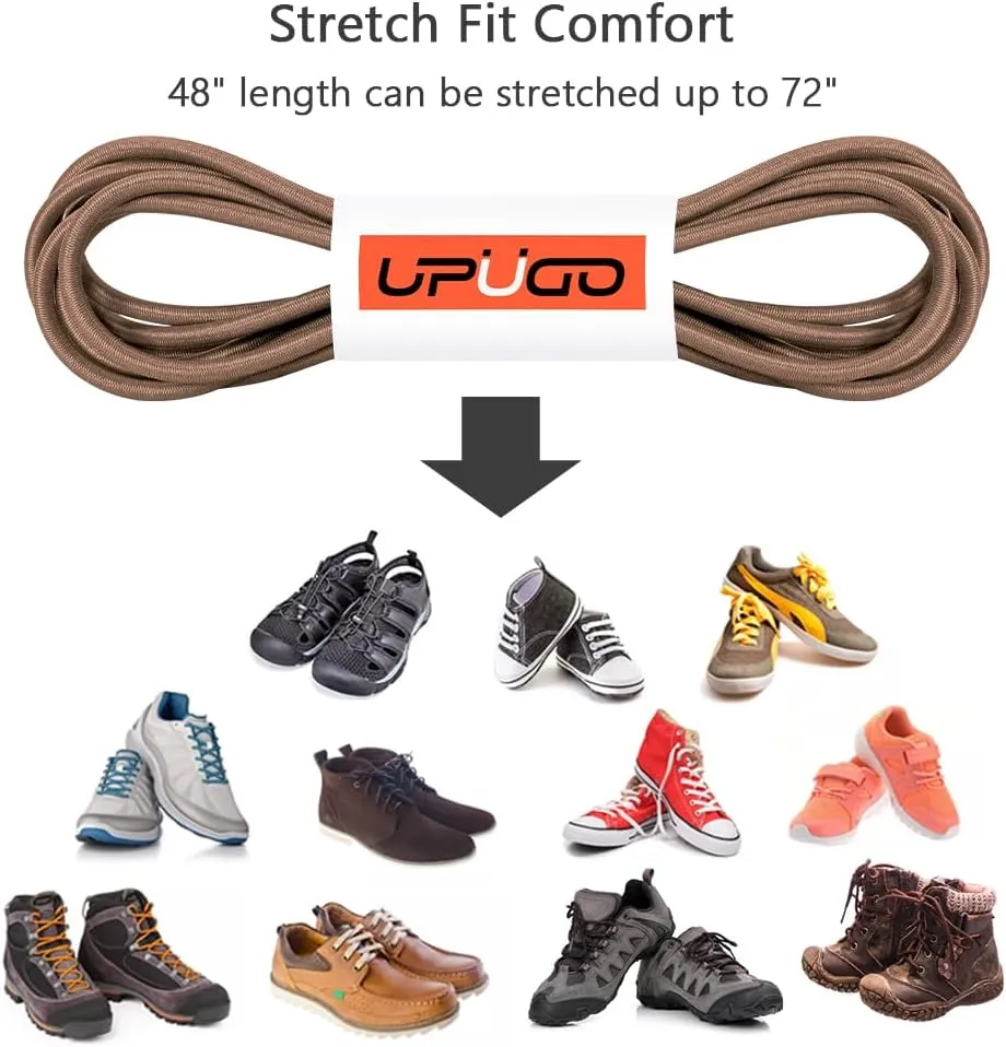 UpUGo Elastic Shoe Laces, No Tie Shoe Laces Tieless for Kids, Adults, Elderly, One Size Fit All